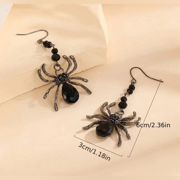 Spider Dangle Earrings Black Halloween Fall Costume Accessories - Picture 6 of 6